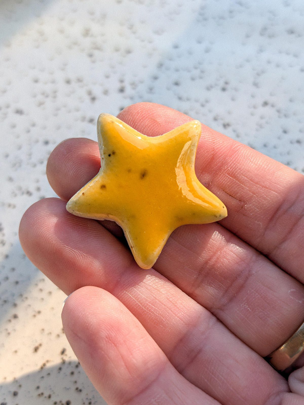 Fridge Magnet - Stoneware Pottery - Star - Golden