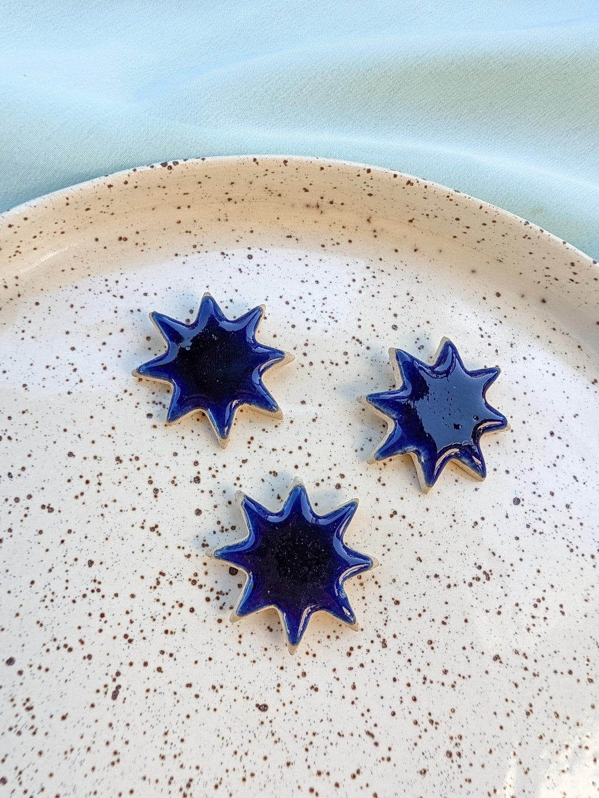 Fridge Magnet - Stoneware Pottery - Blue Spark