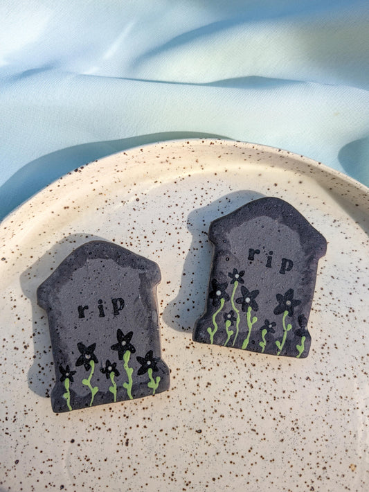 Magnet - RIP Black Flowers - Stoneware