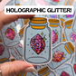 Gem Jar - Holographic Glitter - Glossy - White Border