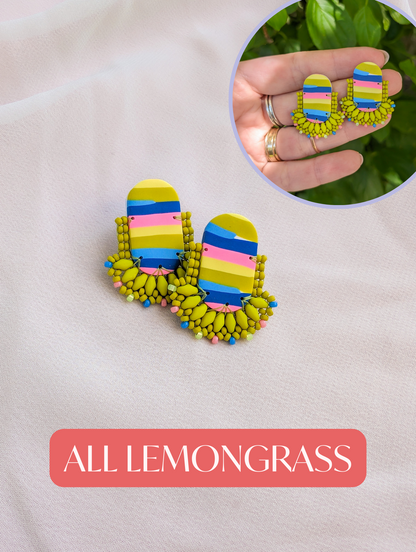 Oval Stud - Lemongrass Stripes - Limited