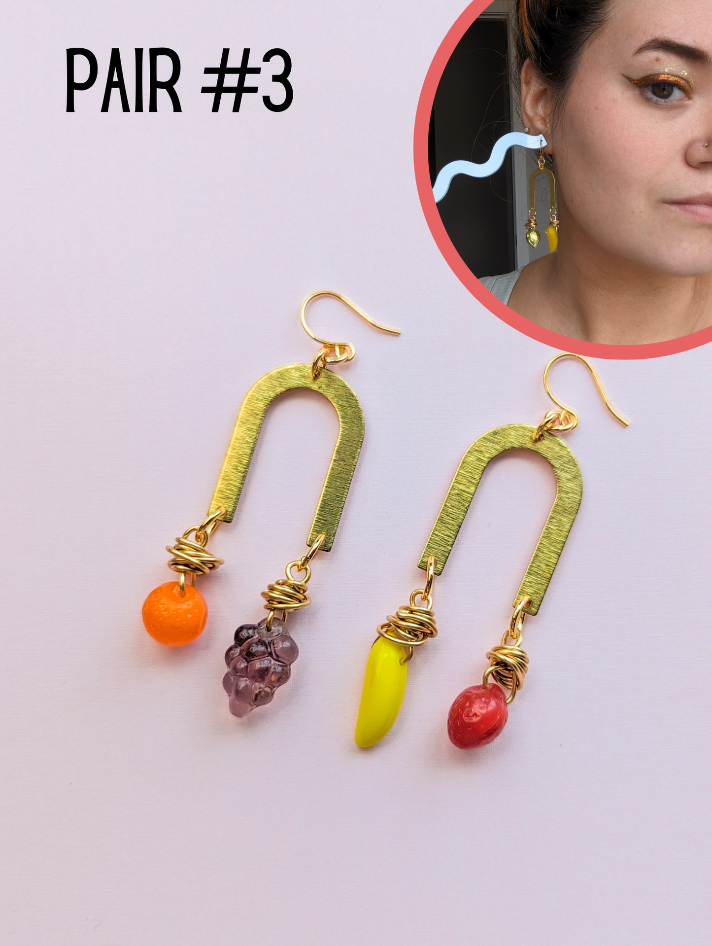 Fruit Drop - Brass & Glass Arch - Choose your Pair