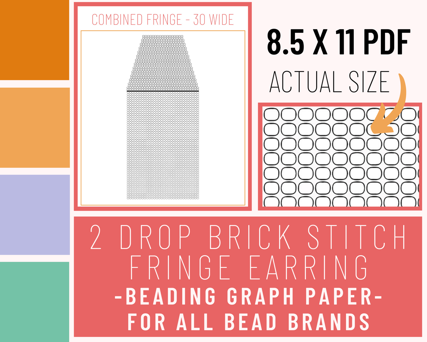 Fringe // 2 Drop Brick Stitch Triangle // Up to 30 Columns Wide - Graph Paper PDF