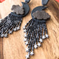 Moon Fringe - Maxi - Deep Cyan Sparkle - Silver Stars