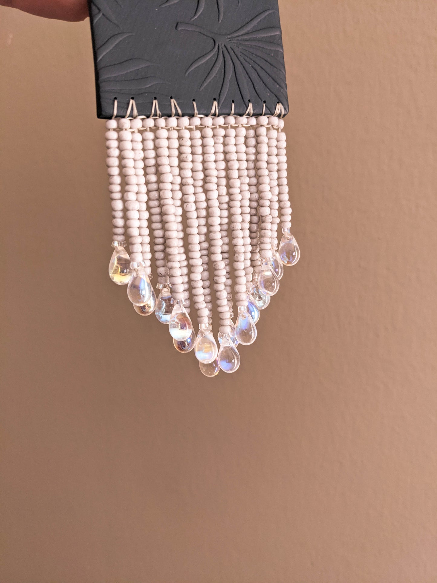 Wall Hanger - Palm - Deep Cyan, Oyster Gray, Holo Crystal