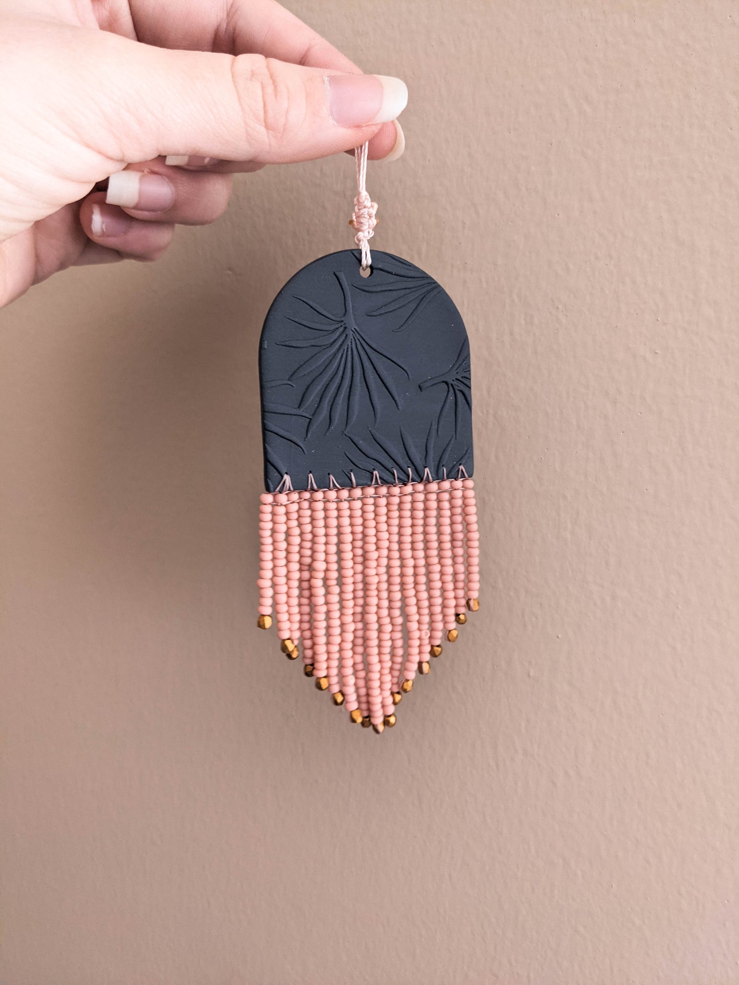 Wall Hanger - Palm - Deep Cyan, Pink, Mustard