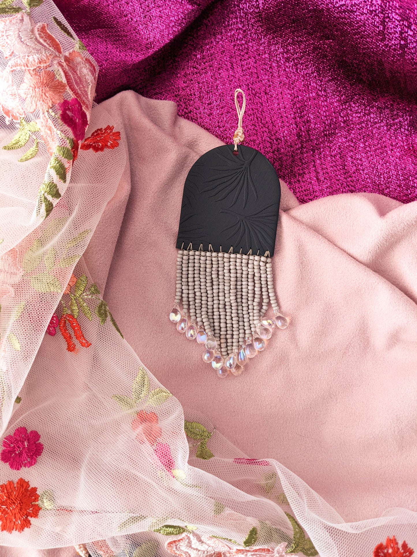 Wall Hanger - Palm - Deep Cyan, Oyster Gray, Holo Crystal