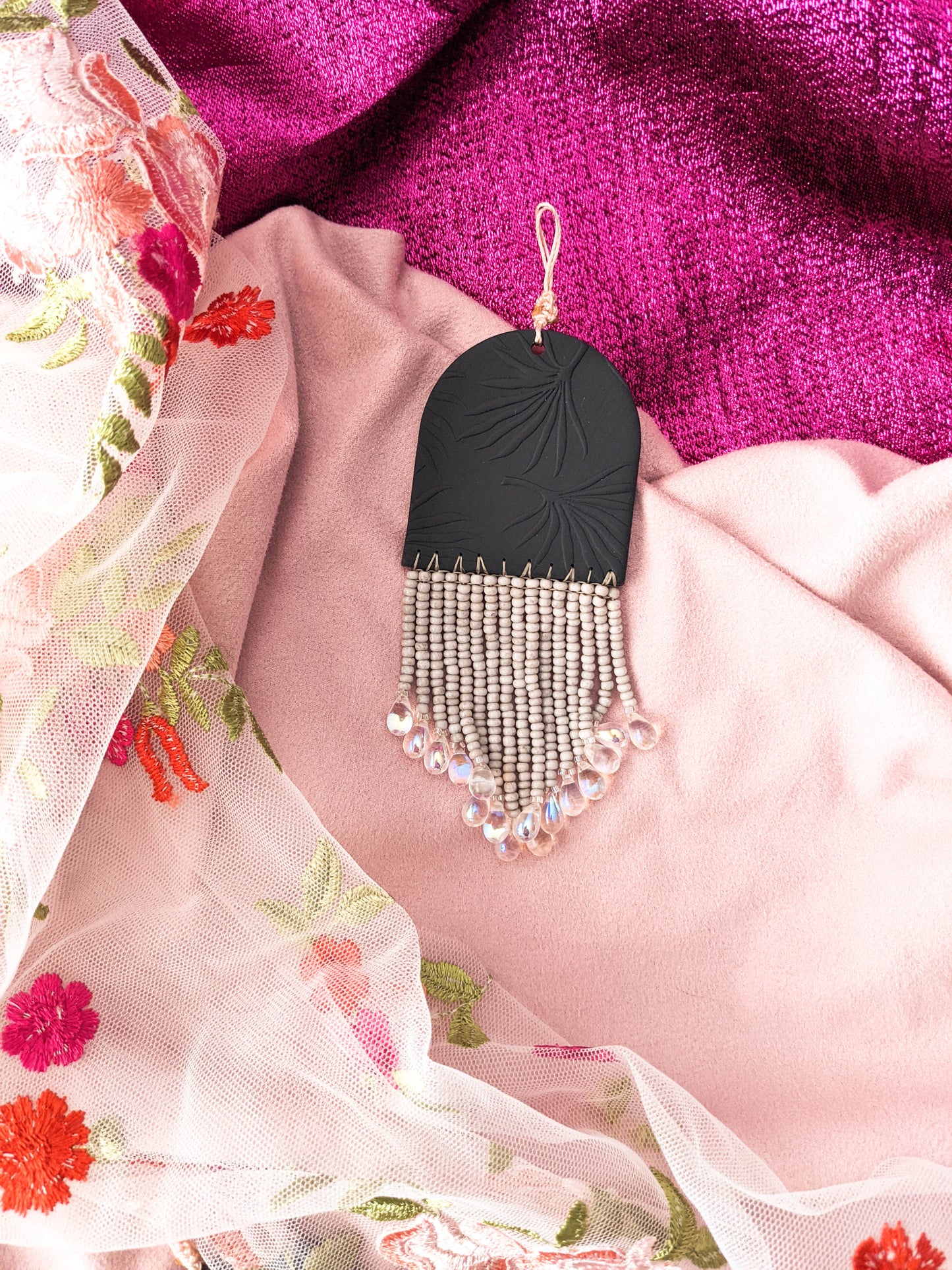 Wall Hanger - Palm - Deep Cyan, Oyster Gray, Holo Crystal