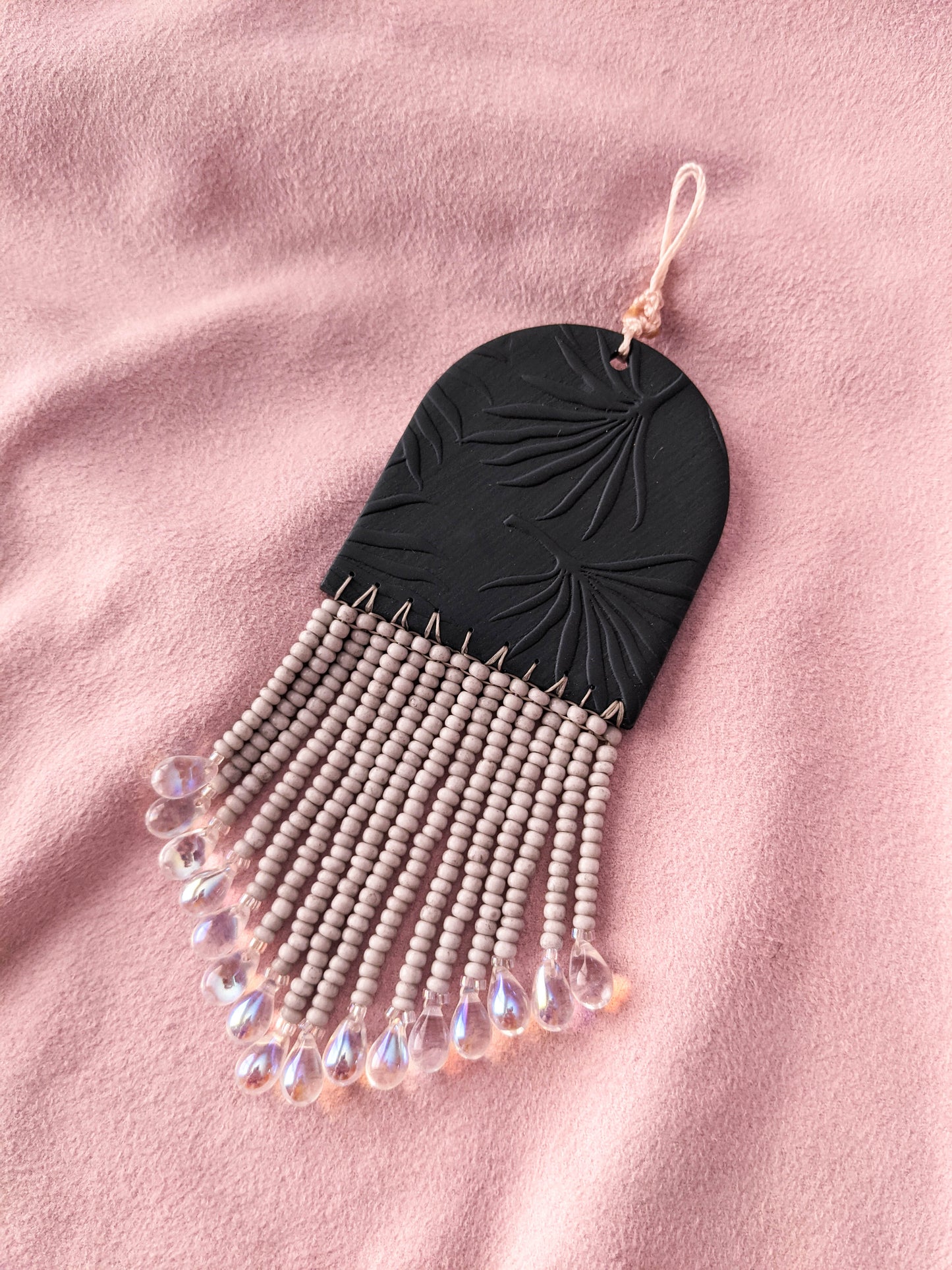 Wall Hanger - Palm - Deep Cyan, Oyster Gray, Holo Crystal