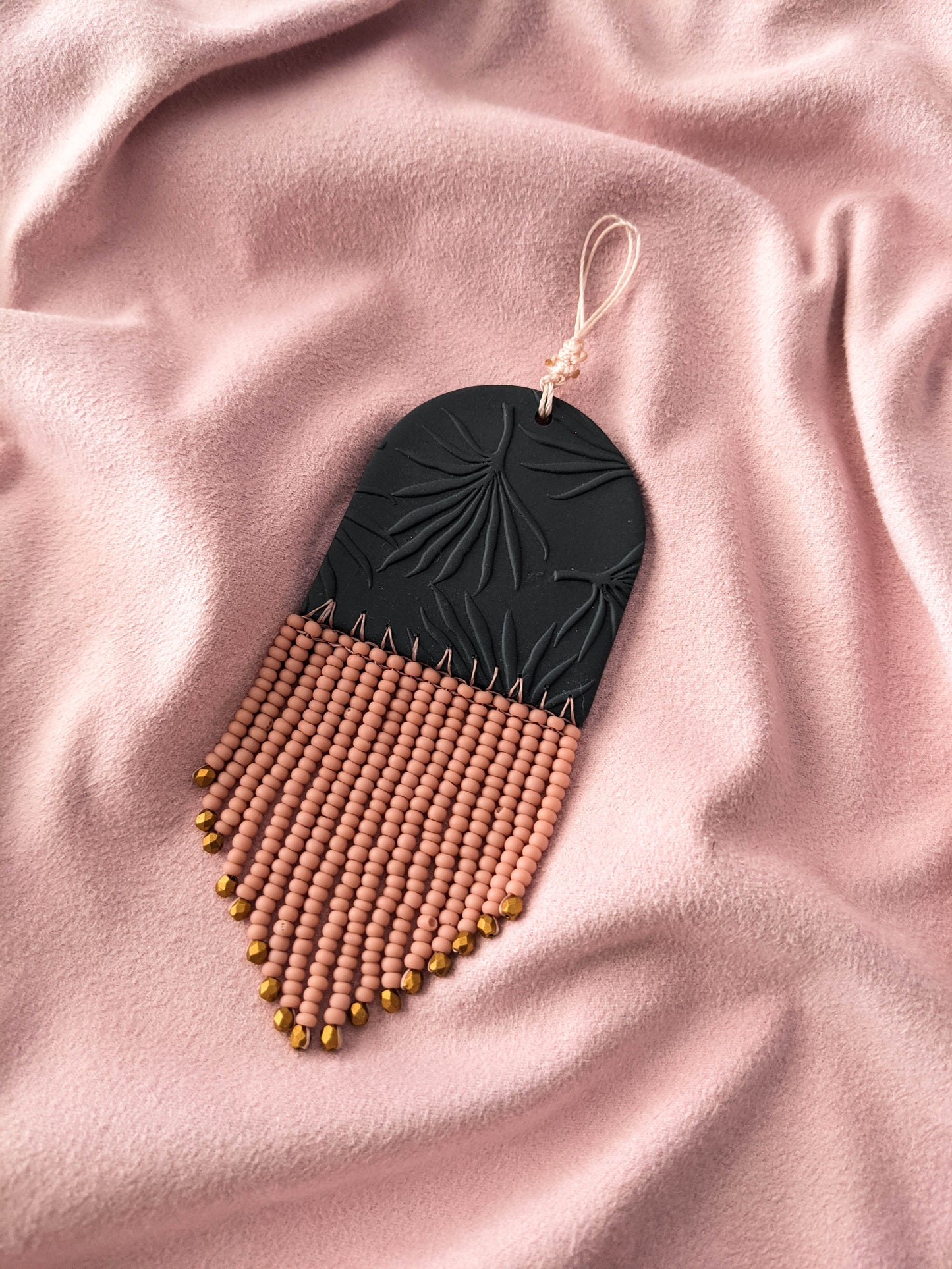 Wall Hanger - Palm - Deep Cyan, Pink, Mustard