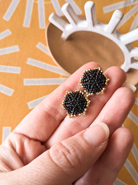 Sunburst Stud - Gold & Matte Black