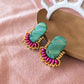 Oval Stud - Emerald & Gold