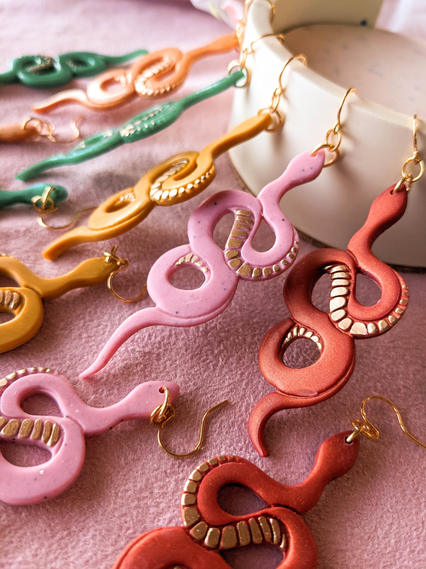 Coiled Snake - Liquid Gold - Speckled Pink - Buffed