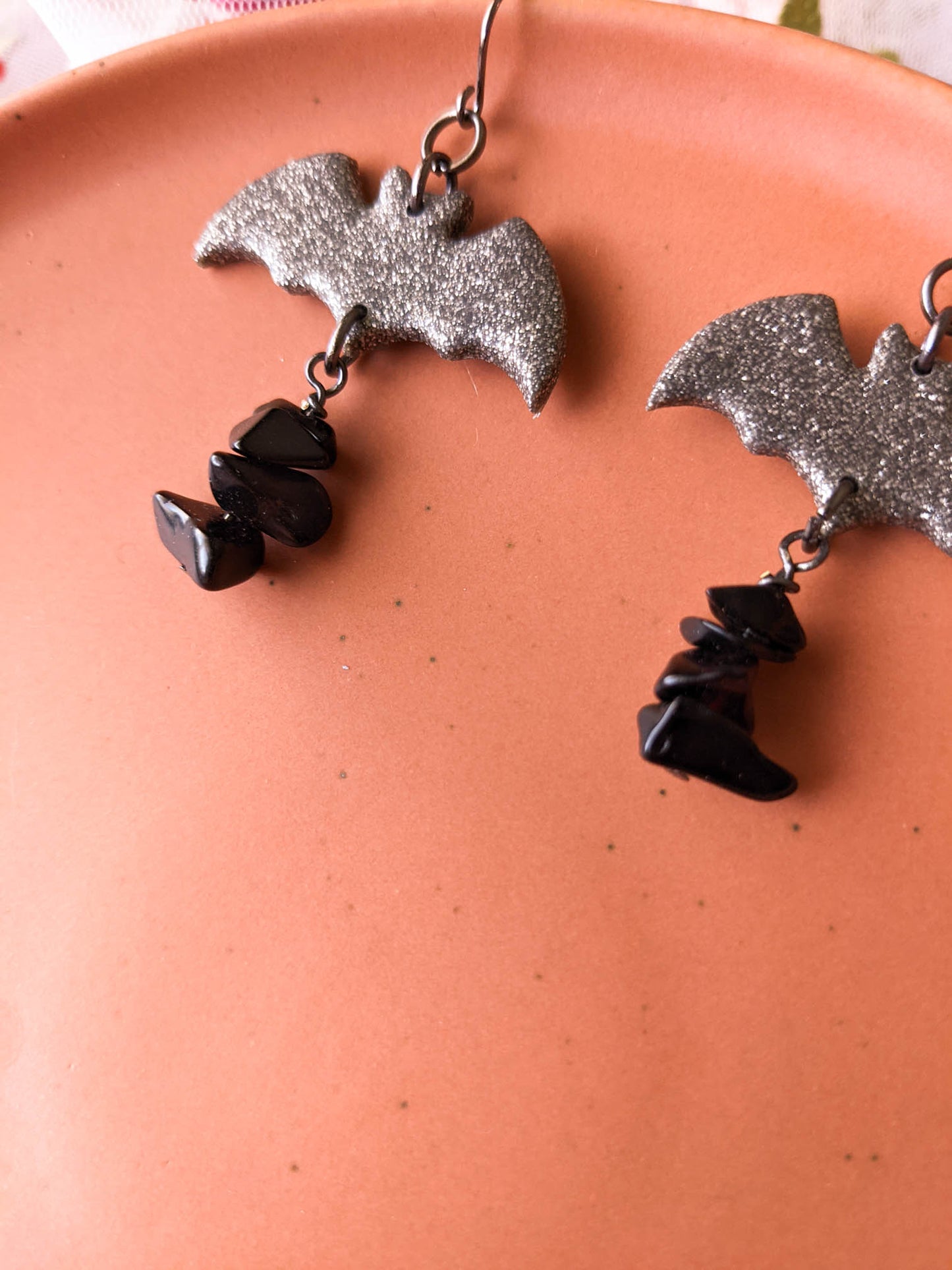 Bats - Silver with Black Onyx