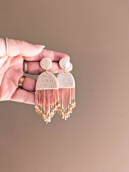 Stone Fringe - Golden - Peach & Brass